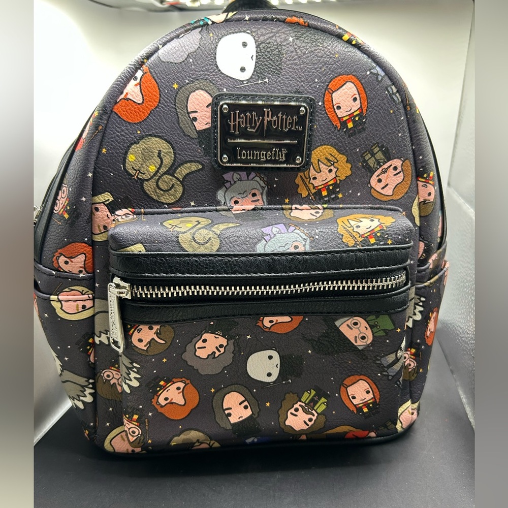 Loungefly Harry Potter Mini Backpack in Black with Multicolor Character Print
